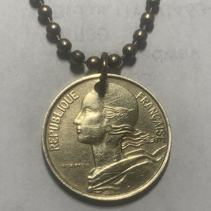 1963 France 10 Centimes COIN PENDANT French. 24” Necklace. Great Gift 🎁